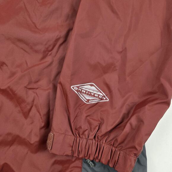 Columbia Jacket Mens Medium Burgundy Gray Omni-Tech Waterproof Hooded Breathable - Picture 4 of 16